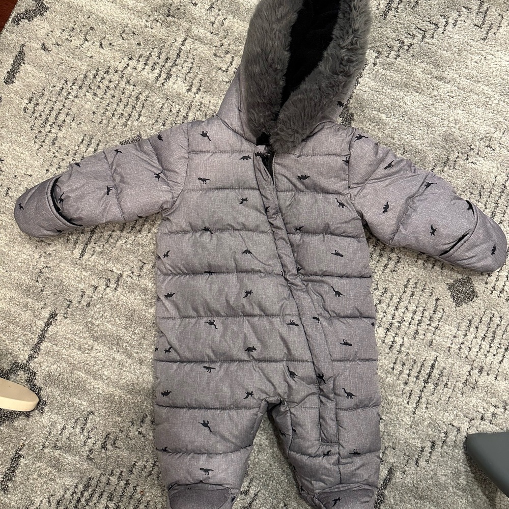 George Gray and Black Footies One Piece with Cozy Hood